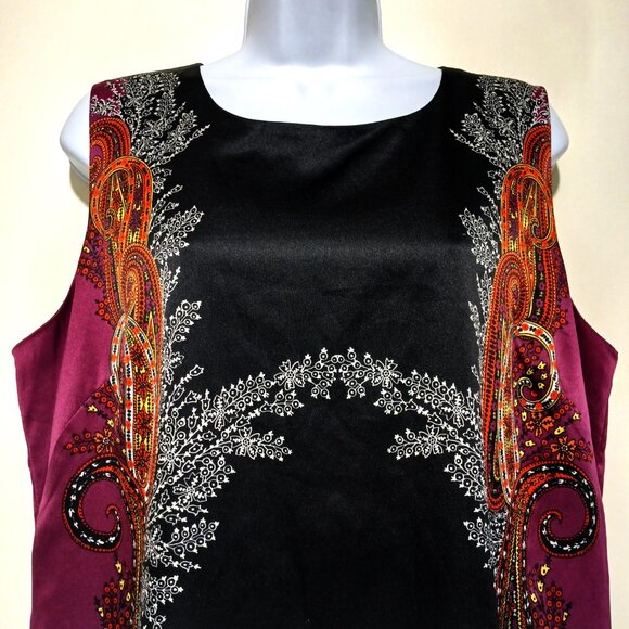 Dana Buchman Women Paisley Floral Print Lined Sleeveless Slit Midi Dress Size 14 - Picture 2 of 12